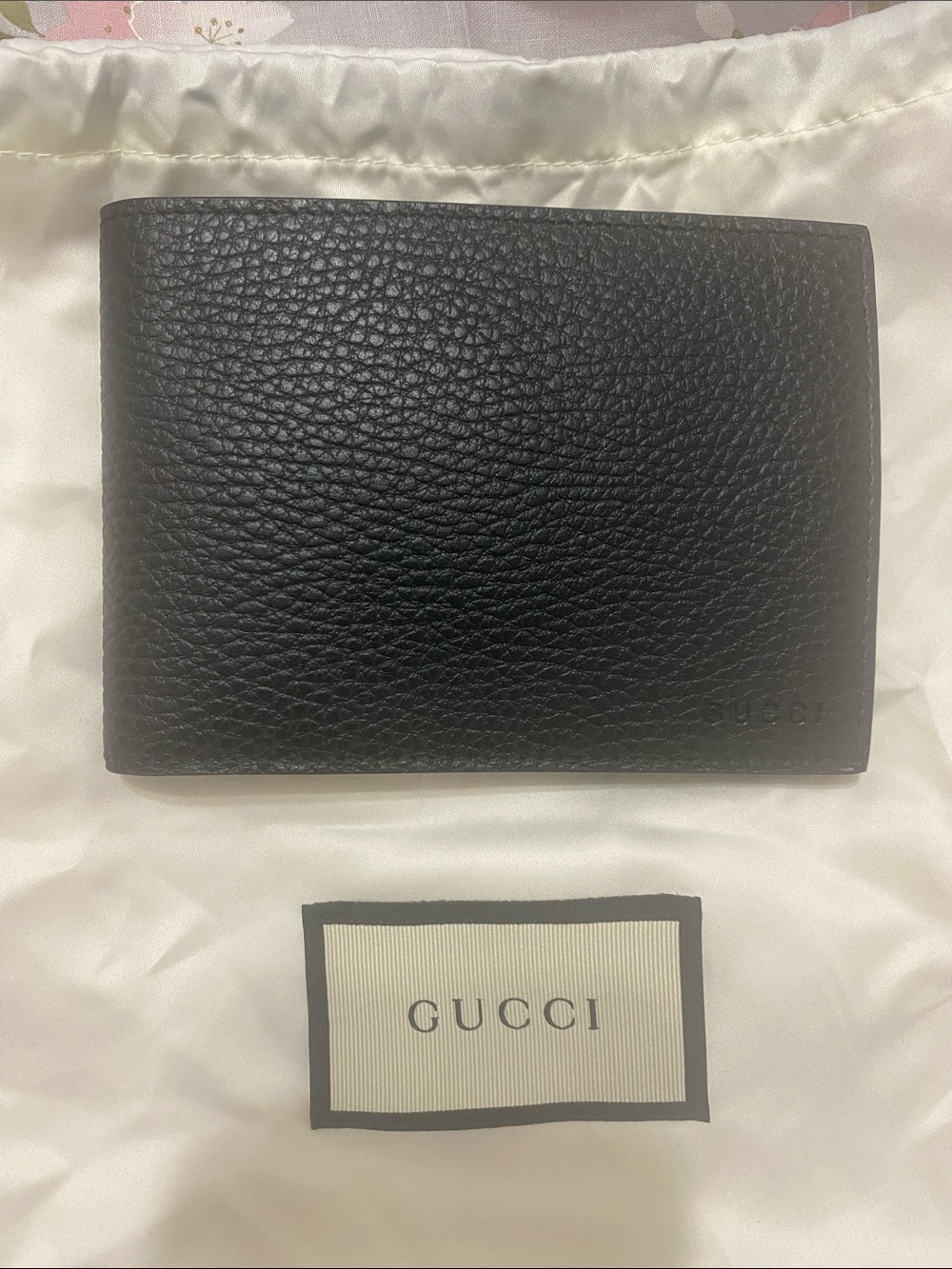 Gucci Black Textured Leather Card & Key Wallet